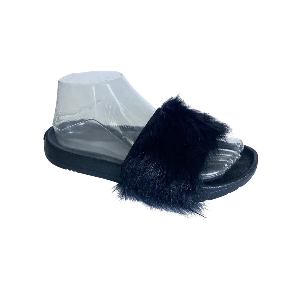 UGG Royale Slide Sandals Black Toscana Sheepskin Fur Straps Treadlite Sole 7